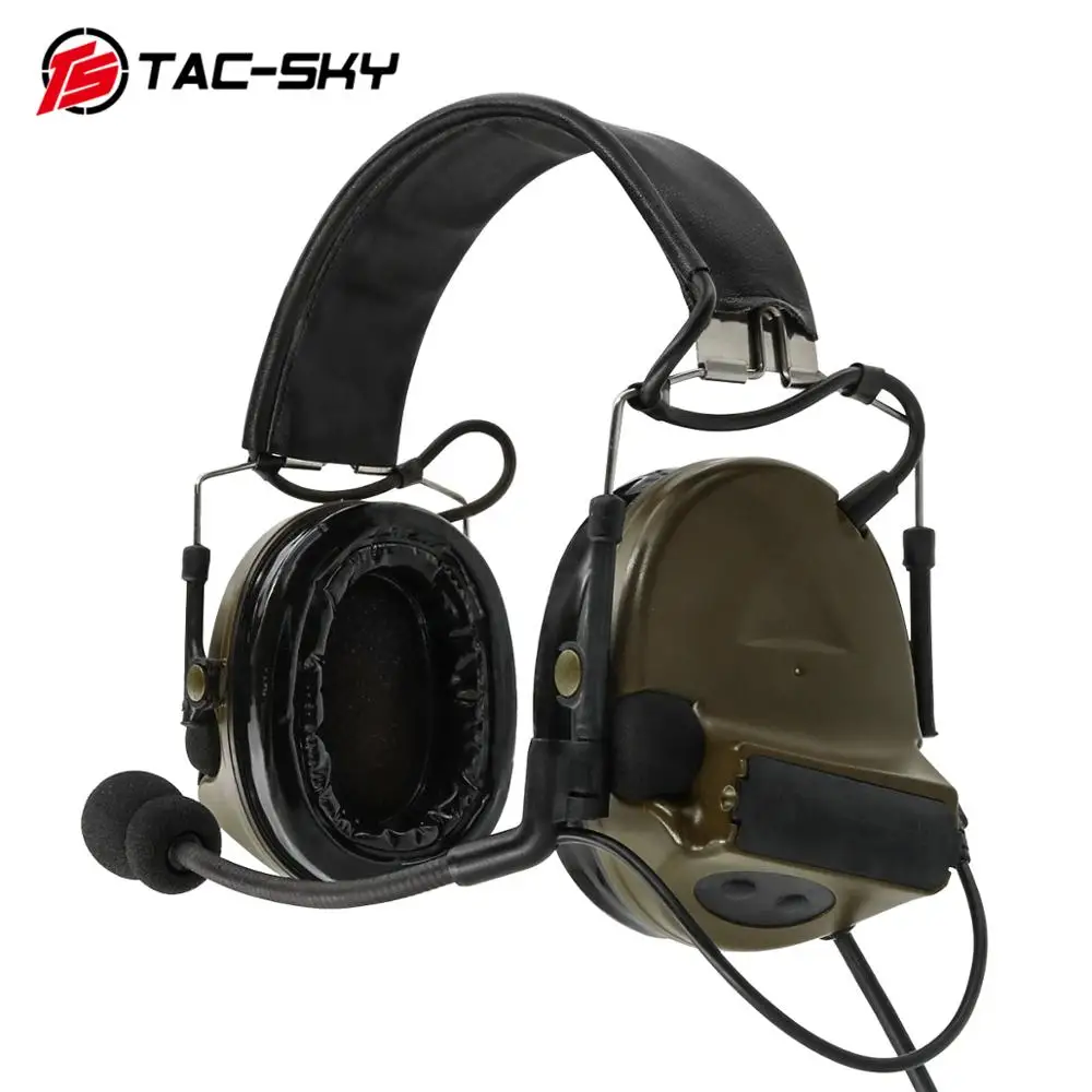 TAC-CIELO COMTAC II de silicona orejeras audiencia de reducción de ruido de recogida táctica militar auricular FG+ U94 Kenwood plug PTT 2