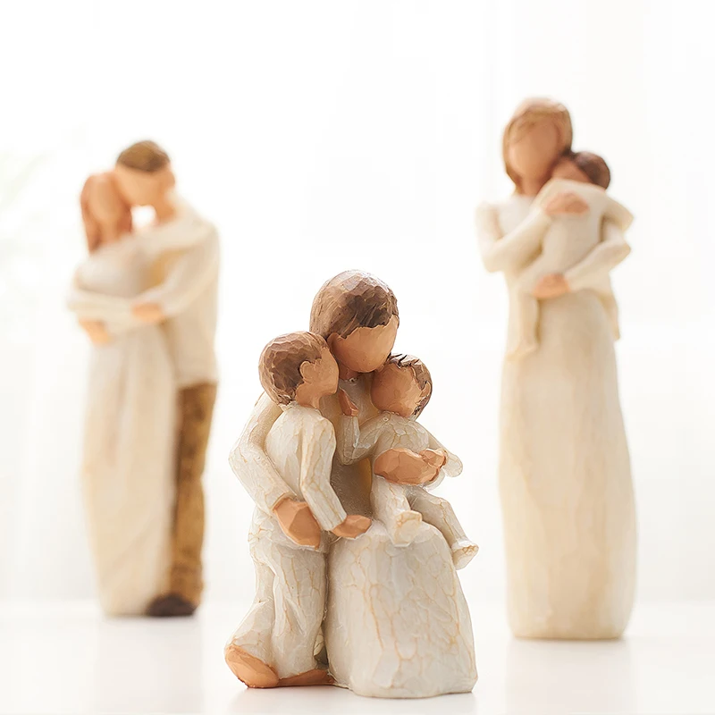 La pascua figuritas de decoración del hogar accesorios para la sala de estar moderna decoración de estilo Nórdico amor de la familia figura artesanías de regalo 2