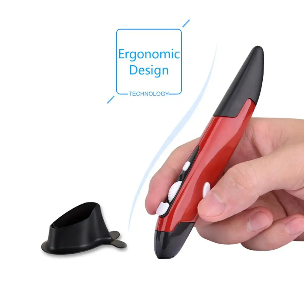 Ajustable Inalámbrico Óptico USB Presentador Pen Mouse 2.4 GHz 500/1000DPI Ergonómico Bolígrafo Ratones para Ordenador Portátil Smart TV Box 2