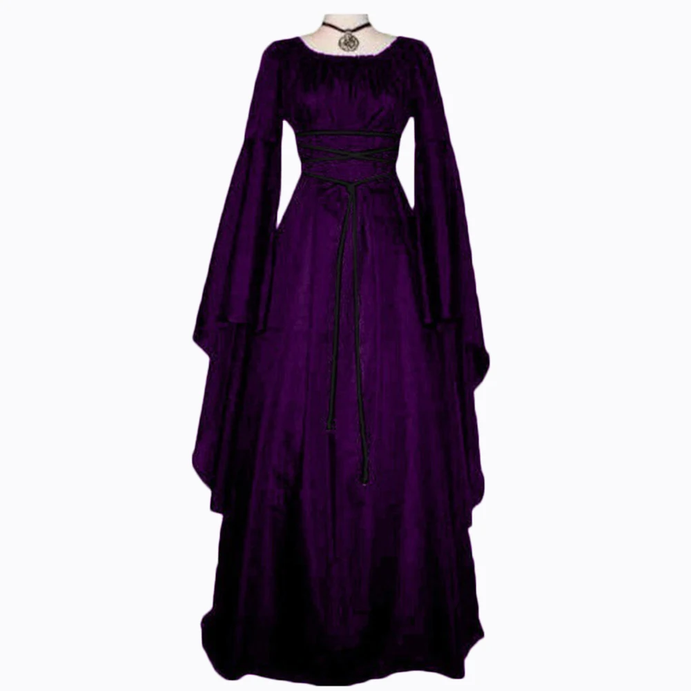 Las Mujeres medievales del Sólido Vintage Gótico Victoriano Vestido Renacentista de Soltera de Vestidos Retro Vestido Largo Traje de Cosplay Para Halloween 2