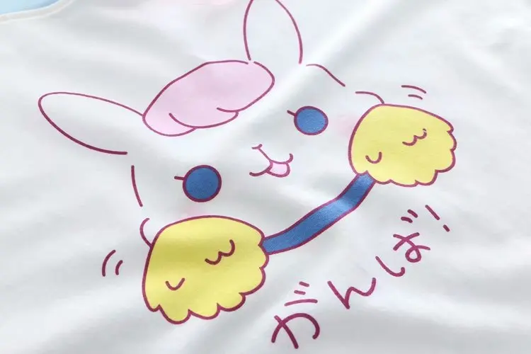 Japonés Harajuku Kawaii Conejo Camiseta De Niñas Coreano Lindo Conejito Casual Tops De Verano De Manga Corta De Mujer Camiseta De Las Mujeres Ropa De Color Rosa 90 2