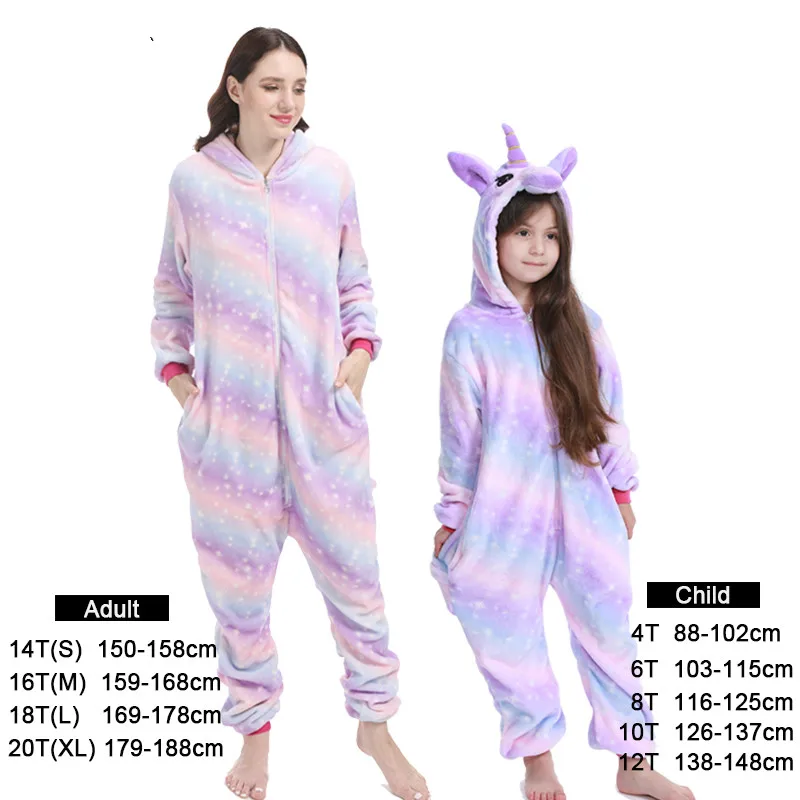 Invierno Kigurumi Pijamas Rainbow Unicorn Animal Kids Niños Pijamas para Niñas y Niños, Traje de Pijamas de Bebé de los Niños de la Licorne Mamelucos 2