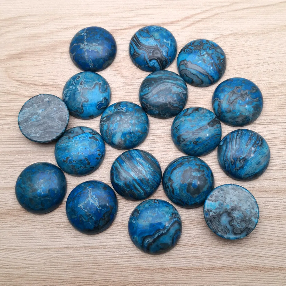 10pcs azul ágatas 25 MM redonda Cabujón Piedra Natural Bolas para el DIY de la Joyería Collar de Buena calidad anillo Aretes ningún agujero 2