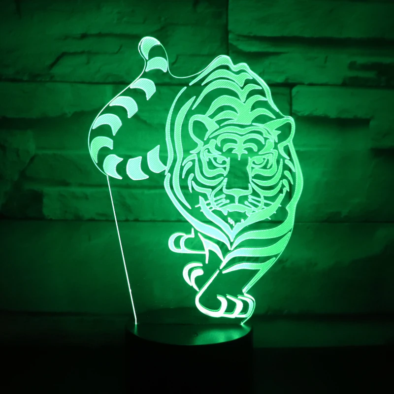3D LED Luz de la Noche del Tigre Venir a Usted con 7 Colores de Luz para la Decoración del Hogar de la Lámpara Increíble Visualización Ilusión Óptica Impresionante 2
