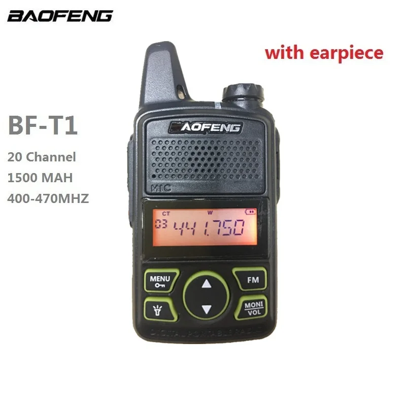 BAOFENG BF-T1 Mini Walkie Talkie UHF Radio Portátil de Jamón de Radio Communicador FM Transceptor Móvil+auricular 2