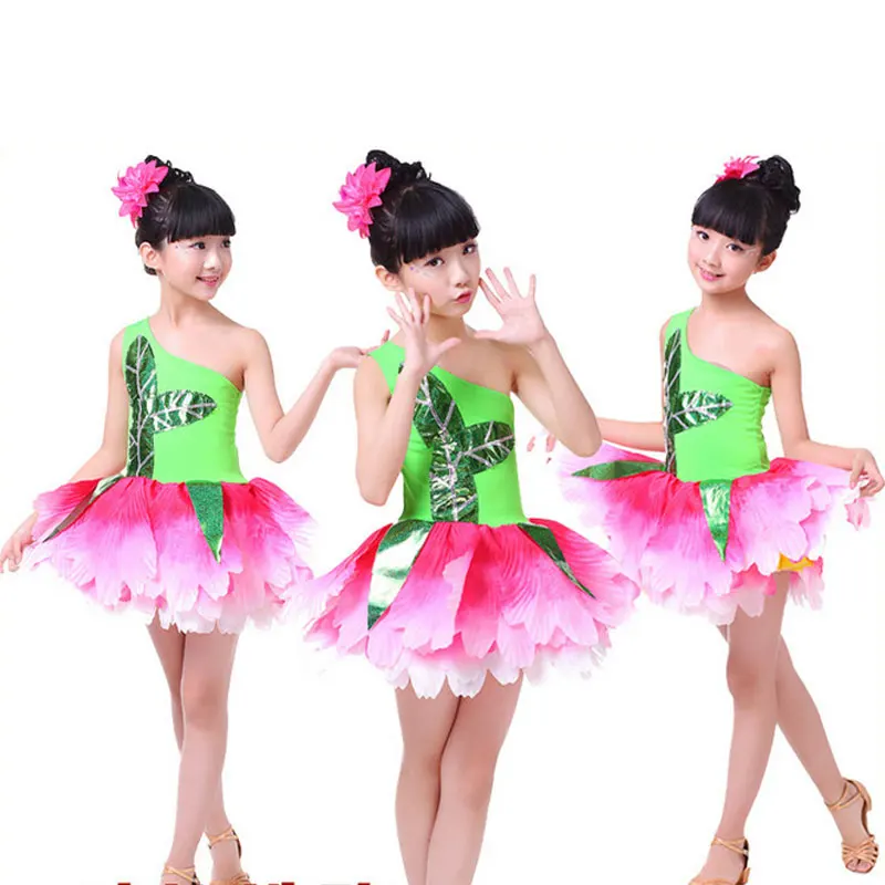 Nuevo Día de los Niños Chinos de Realizar los Disfraces de los Niños Escaparate de Jazmín de Baile Vestidos de Pétalos de Ropa de la Etapa de Rendimiento de Ropa 2