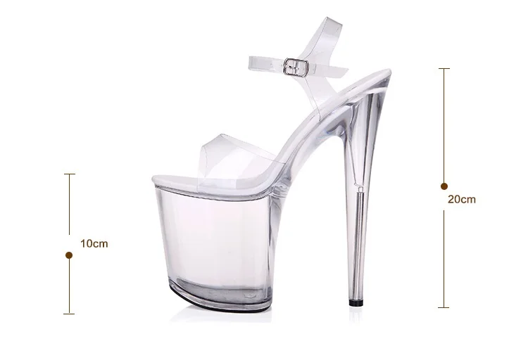 Sexy de Alta Calidad Transparentes de Cristal Sandalias de las Mujeres Zapatos de Tacón Alto 7-20 cm,Más el Tamaño de 34-44,Verano de 2017 Modelo de Pasarela Zapatos 2
