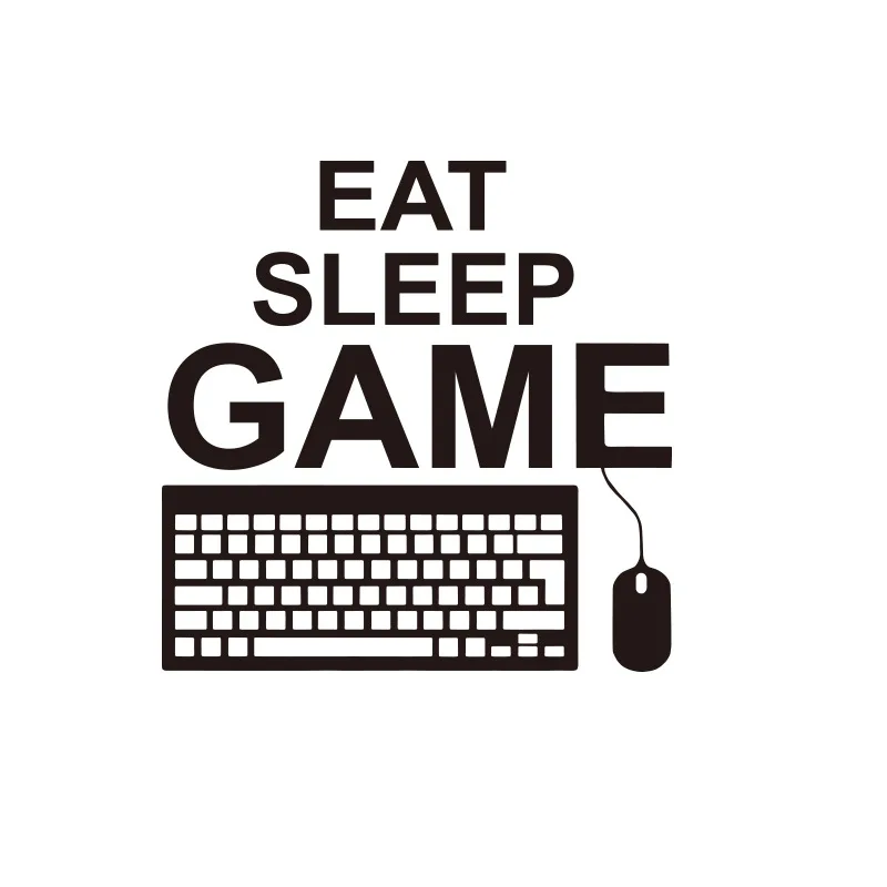 Comer Dormir Juego de Cotización de la Pared Pegatinas Decal Juegos de PC Teclado Controlador de Ratón Gamer de juegos Boy Dormitorio Decoración 2