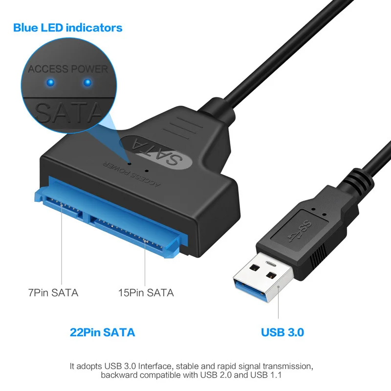 DeepFox Externo USB 3.0 De 2.5 Pulgadas HDD SATA Interfaz Conecte el Cable Para el Ordenador Portátil 2