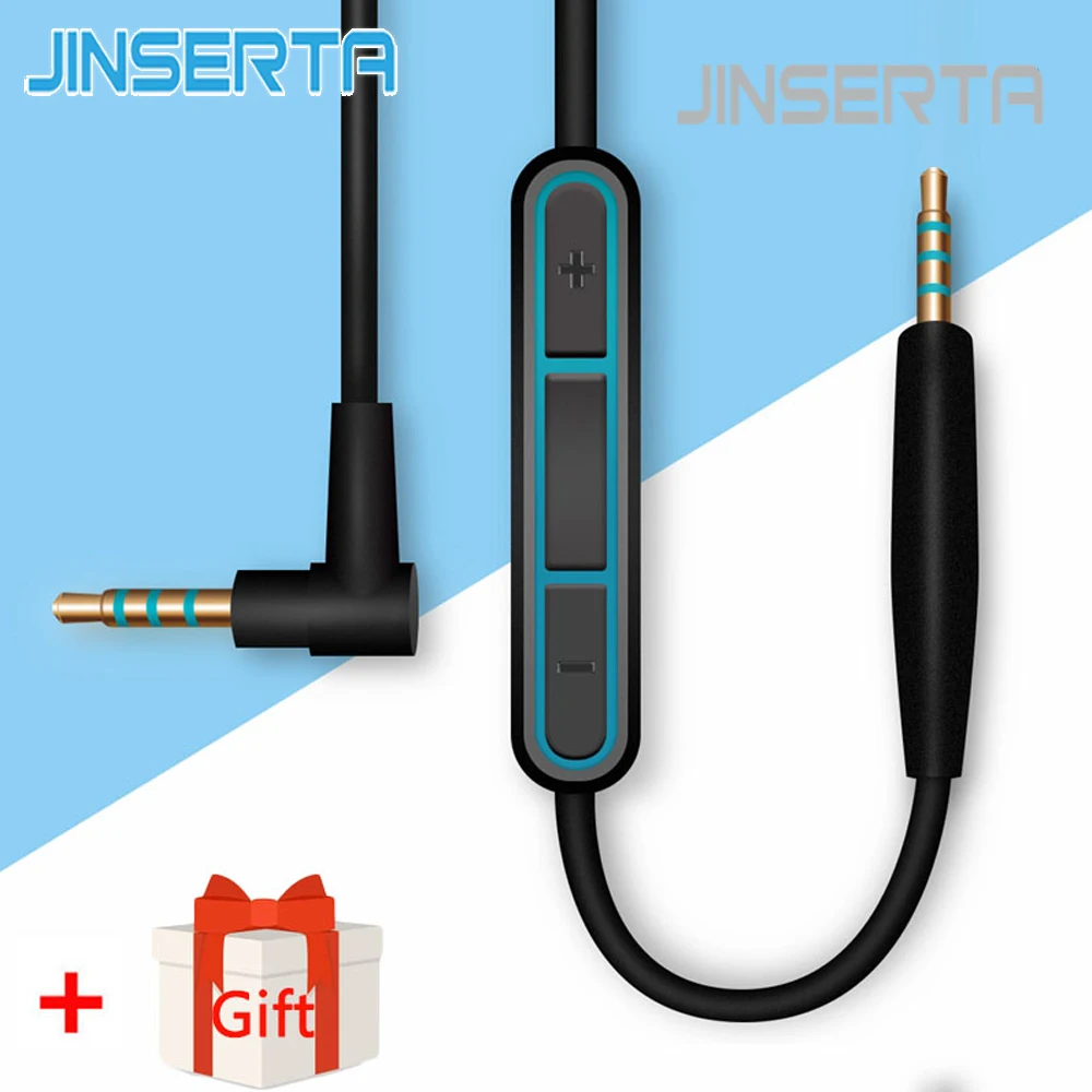 JINSERTA de Reemplazo de Cable de Audio de 2.5 mm a 3.5 mm Macho de Bose Quiet Comfort QC25 de Auriculares con Micrófono Control de Volumen para iPhone 2