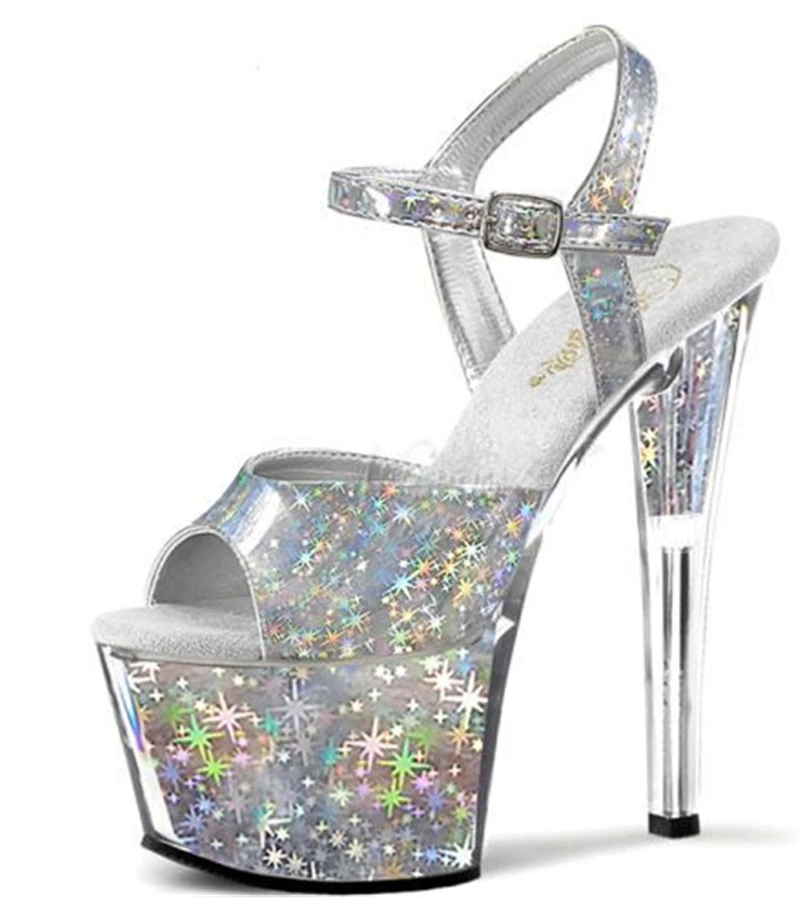 Rncksi 20cm zapatos con estrellas brillantes, zapatos de tacón alto para bailarines polo para la práctica de baile, zapatos de rendimiento de los vestidos. 2