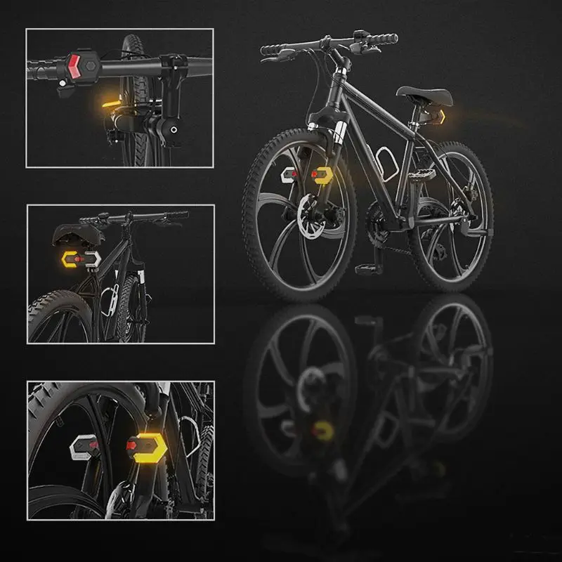 1 juego Inteligente de Control Remoto Inalámbrico de Bicicletas Bicicleta de Señales de Giro Delantera y Trasera Luz G99D 2