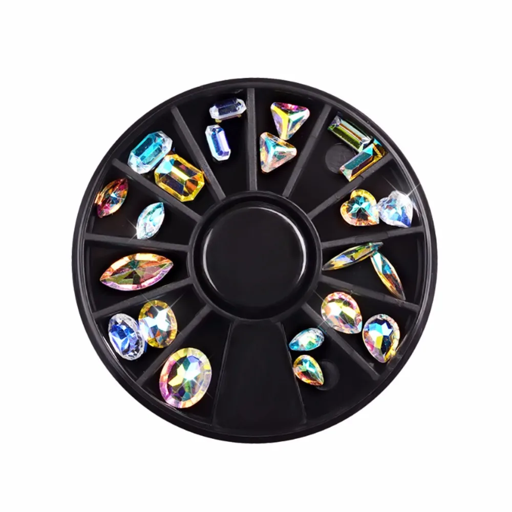 10 Nuevo Nail Art Rhinestones Brilla para Uñas de Acrílico Consejos de Decoración Manicura Rueda Consejos de Cristal Decoratiopn Conjunto de Herramientas de Manicura 2