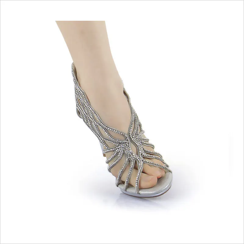 2018 Nueva Venta Caliente Hermosa de la Moda de Plata de diamante de imitación Zapatos de Novia Zapatos de Novia Zapatos de Banquete de Fiesta Vestido de fiesta Zapatos 2