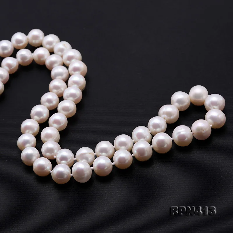 JYX de Alta Calidad Ronda Collar de Perlas 8.5-9.5 mm AAA Ronda de Collares de Perlas Naturales de agua Dulce Redondo de la Cadena para las mujeres 2