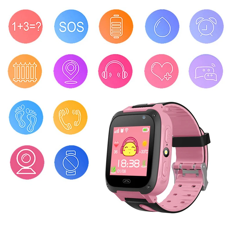 Los niños de Reloj Inteligente de la Cámara de la Pantalla Táctil de la prenda Impermeable Bebé Niños Anti-pérdida de Tracker SOS de la Llamada Caja de reloj de Pulsera para Android IOS 2