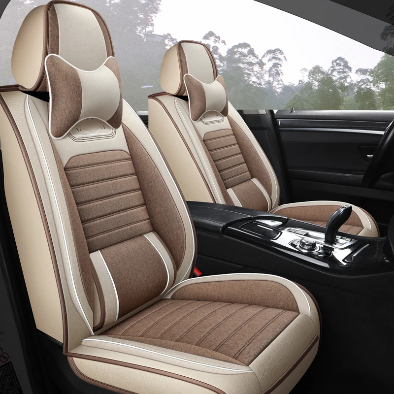 Cobertura completa de fibra de lino de asiento de coche cubierta de auto cubre asientos para mitsubishi montero outlander 3 xl pajero 2 3 4 deporte 2