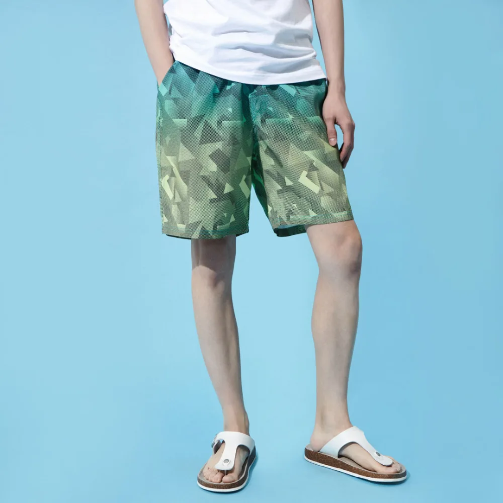 Youpin Hombres gradiente impreso playa pantalones de moda de secado Rápido Decoloración de impresión Casual transpirable cortos 2
