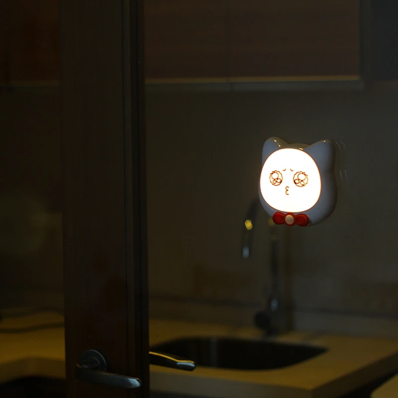 Sensor de Movimiento de PIR LED Luz de la Noche Kitty Cat USB Recargable Lámpara de Noche para Niños Bebé Niños Smart Auto de Infrarrojos de Inducción 2