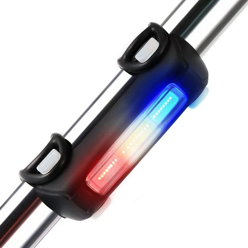 Luces de bicicleta Ultra Brillante de Ciclismo Luces USB Recargable Bicicleta Luz trasera Roja/Azul/Blanco 7 Modos de Luz para bicicleta de carretera y Monte 2