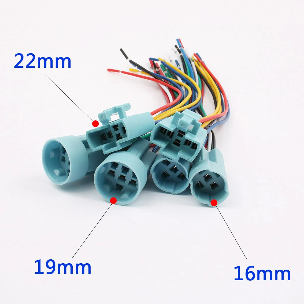 50pcs /lote de 16 mm 19 mm 22 mm enchufe para el cable de metal, interruptor de botón de cableado de 2 a 6 cables estable luz de la lámpara del botón 2