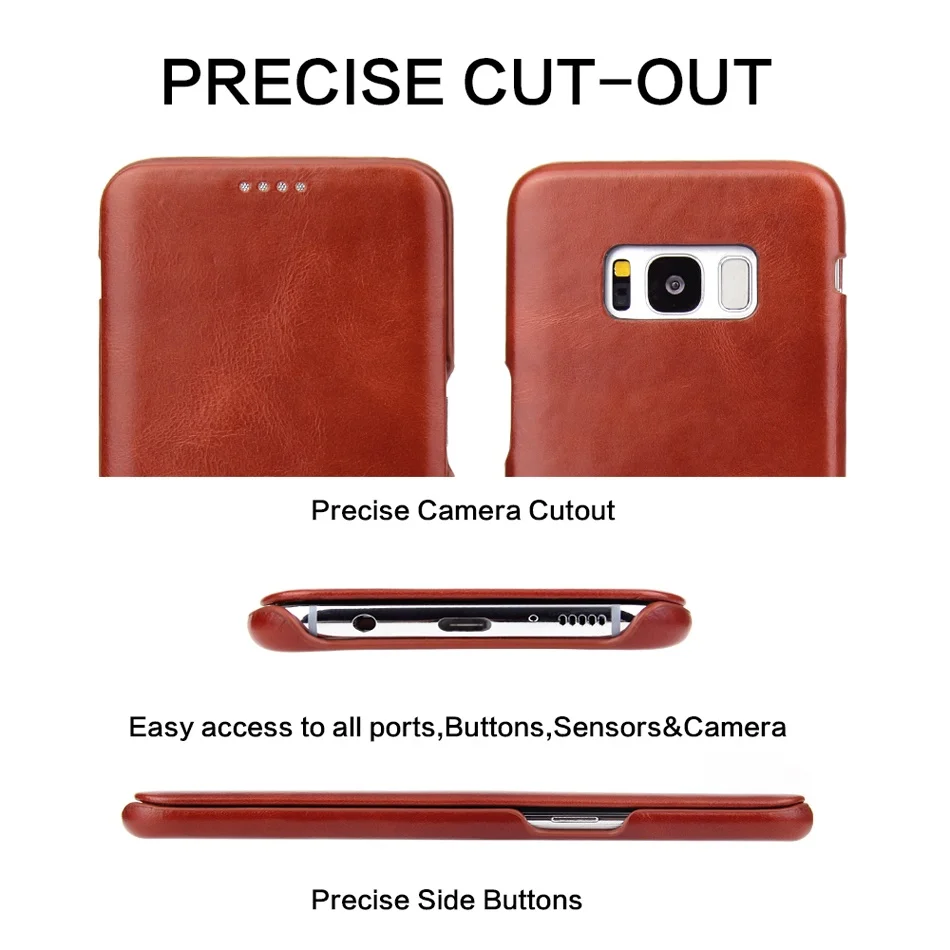 Auténtico Leanther Flip Caso Cubierta para Samsung Galaxy S8 S8 Más Integrado en el Imán de la Real caja de Cuero para el SM-G950F SM-G955F S8+ 2