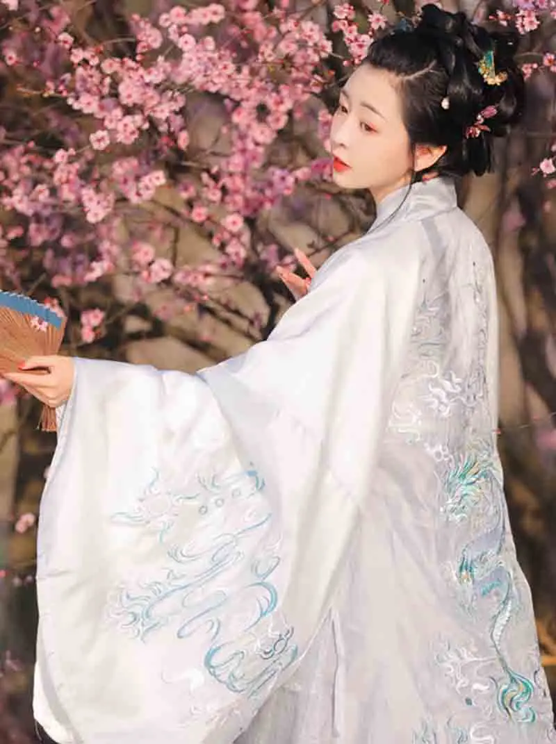 De lujo Hanfu Hombres y Mujeres Chinos Tradicionales de Bordado Gris Blanco Hanfu Parejas Traje de Cosplay Hanfu Para las Mujeres y los Hombres Más Tamaño XL 2