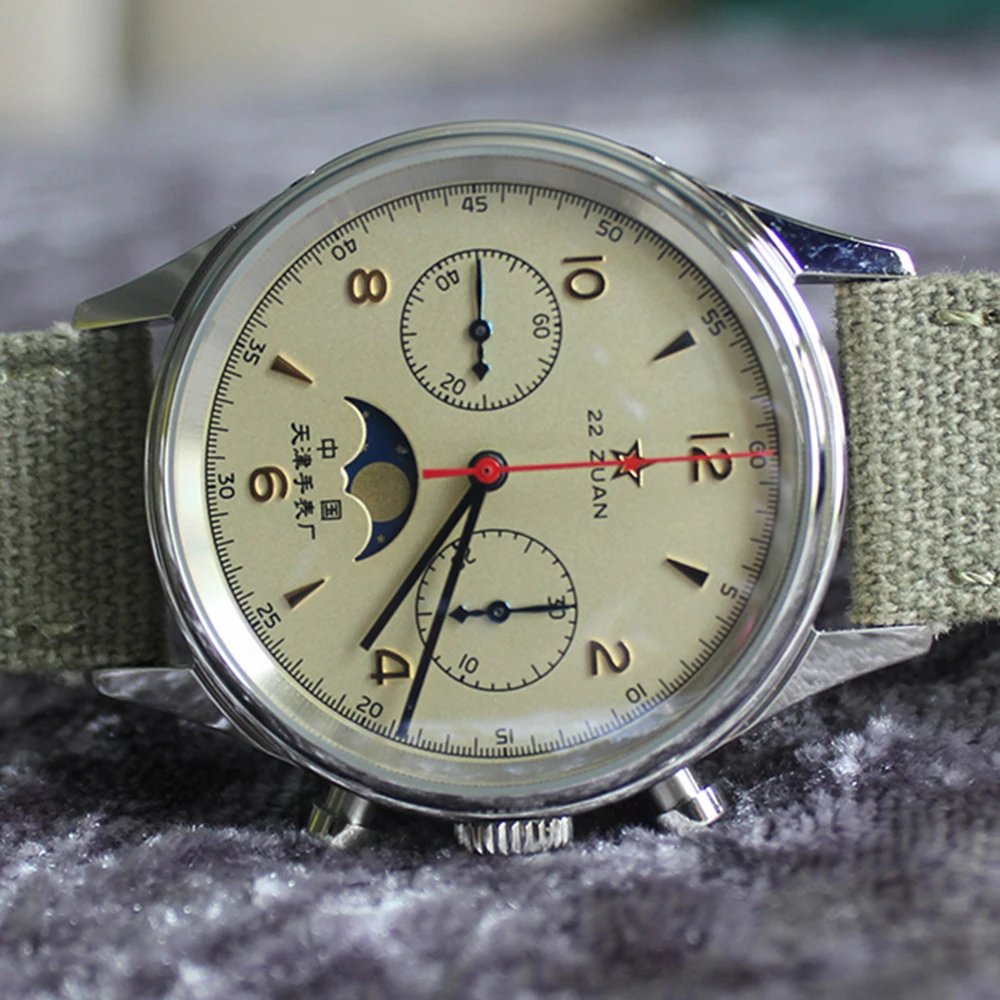 1963 Cronógrafo Reloj de los Hombres Piloto Reloj Mecánico de la Fuerza Aérea de 40mm reloj de Zafiro Reloj de Parada de la fase Lunar Reloj Hombre Reloj 2