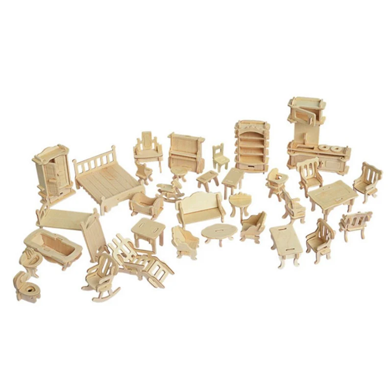 Miniatura 1:12 casa de Muñecas, Muebles de Muñecas,Mini 3D Rompecabezas de Madera DIY creación de modelos de Juguetes para los Niños Regalo 2