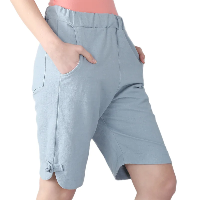 El verano de las Bermudas, Pantalones Cortos de las Mujeres Más el Tamaño de la Suelta de Longitud de la Rodilla Comodidad Ropa de cama de Algodón de ropa Deportiva Casual Pantalón 5xl 6xl 7xl 2