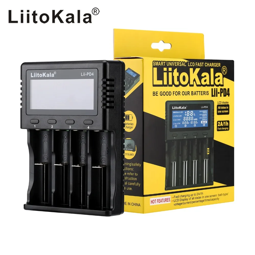 LiitoKala Lii-PD4 Lii-PL4 lii-S2 lii-S4 lii-402 lii-202 lii-100 Cargador de batería para 18650 batería 26650 21700 de litio de la batería de NiMH 2