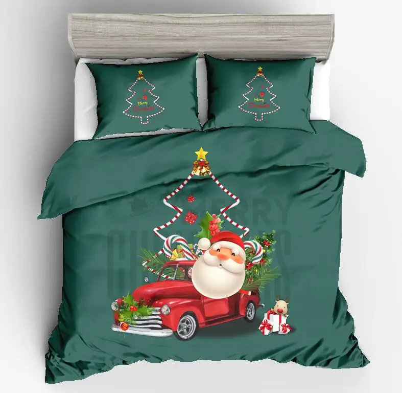 Navidad ropa de Cama Conjuntos de Ciervo Impreso Duvet Cover Set de 2/3 de Doble Queen King Ropa de cama Ropa de Cama(Sin Hoja No Llenado) 2
