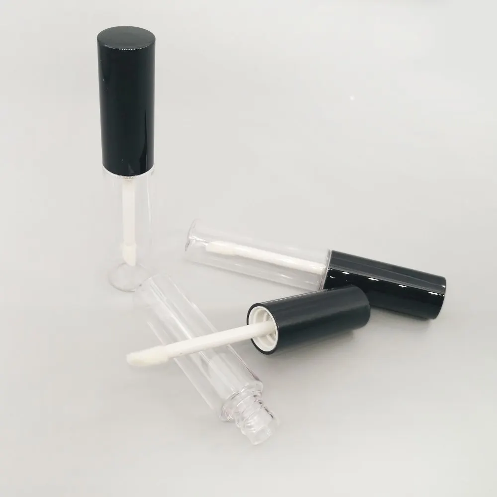 30pcs 8ml de plástico transparente con tapa negra brillo de labios tubo cosmético lipgloss palo de embalaje contenedor 2