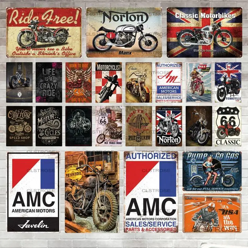 Metal Signos Clásicos de la Motocicleta de pósters Vintage Pintura Decorativa de la Pared de la Placa de Barra de Bar Garaje de Decoración 2
