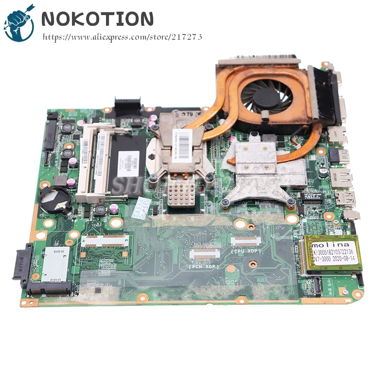 NOKOTION Original 579158-001 Radiador Para HP DV6-2000 DV6-2100 Portátil de la CPU Disipador de calor del ventilador de refrigeración 2