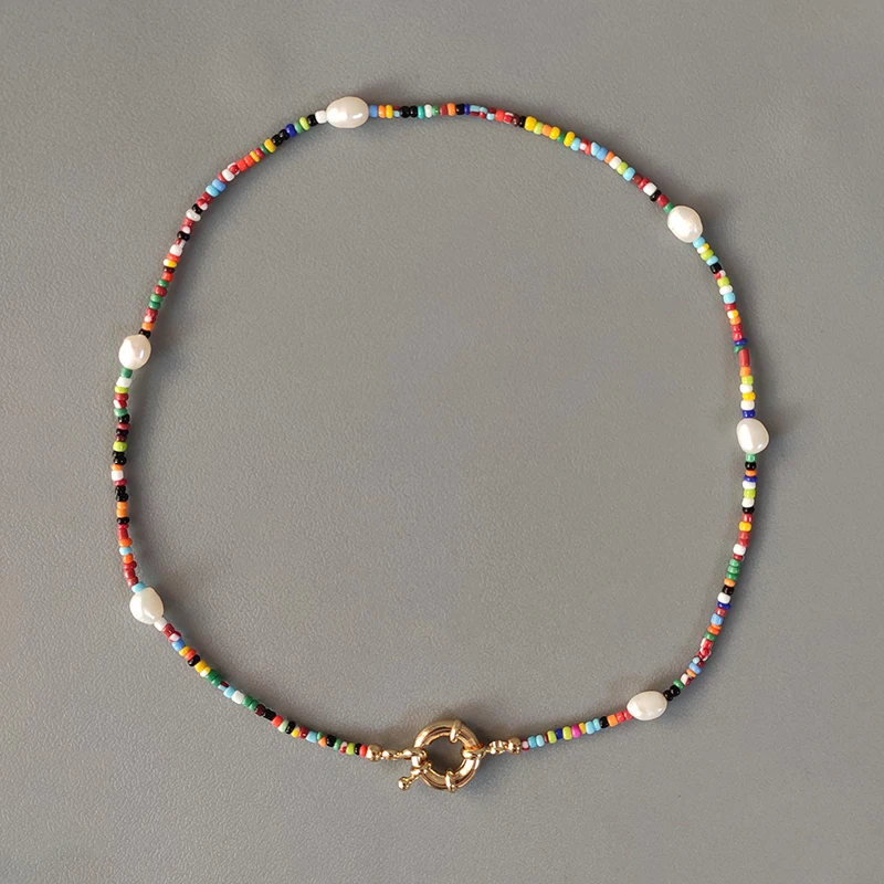 Moda de colores con cuentas de collar de color nuevo estilo étnico cuello de accesorios de la perla natural de decoración hechos a mano gargantilla de colliers femme 2
