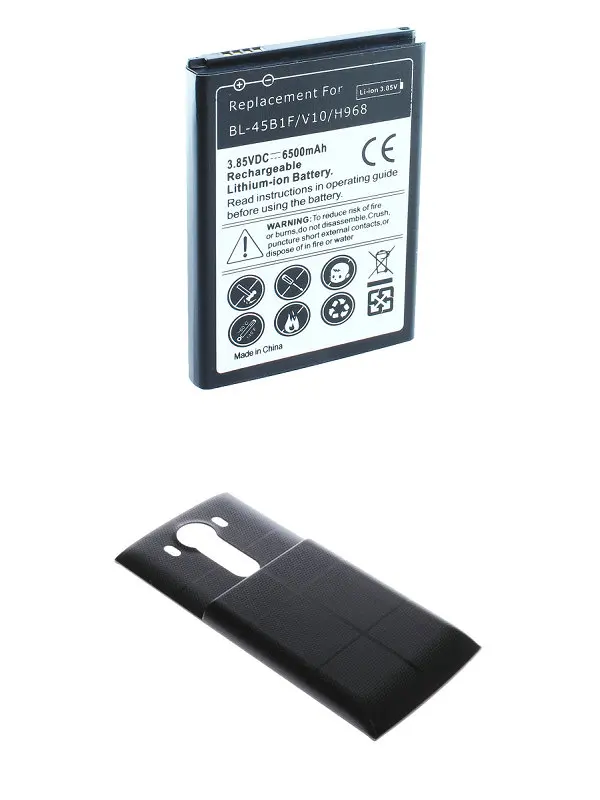 1x 6500mAh BL-45B1F Reemplazo de la Batería Extendida + Negro Color de la Cubierta Para LG V10 H901 VS990 H960A LS992 H968 H961N H900 F600K 2