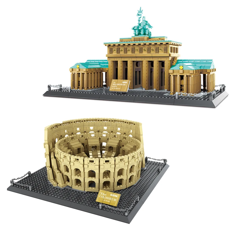La Arquitectura de la ciudad Compatibles Coliseo Romano de Berlín, la Puerta de Brandeburgo, Japón Templo de Nueva York Flatiron Bloques de Construcción de juguetes 2