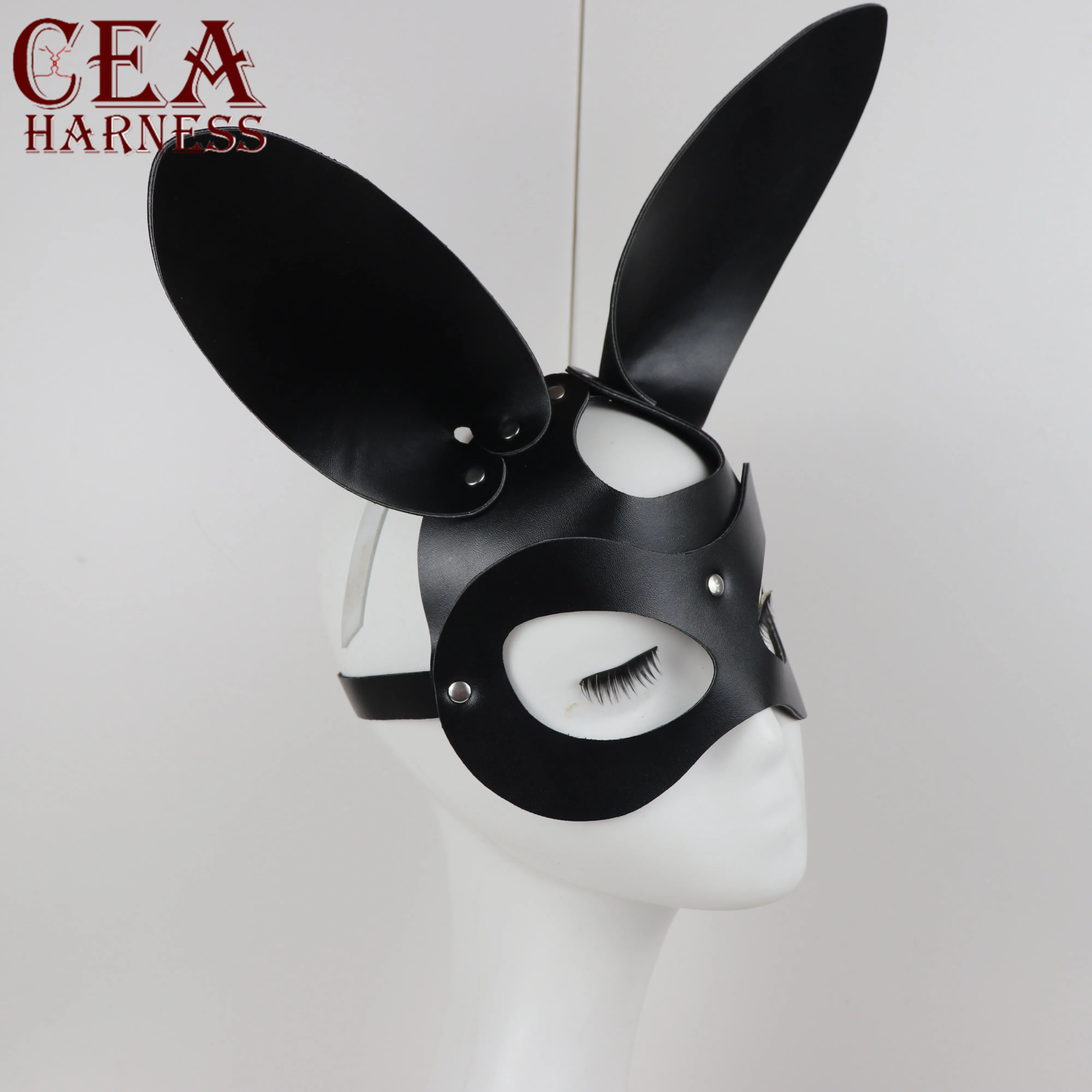 CEA Mujeres Sexy Cosplay de Conejo de Conejito de Máscaras de Media Cara de la Máscara de Halloween Cosplay de Anime Arnés de Cuero Carnaval Ajustable Erótica Máscara 2