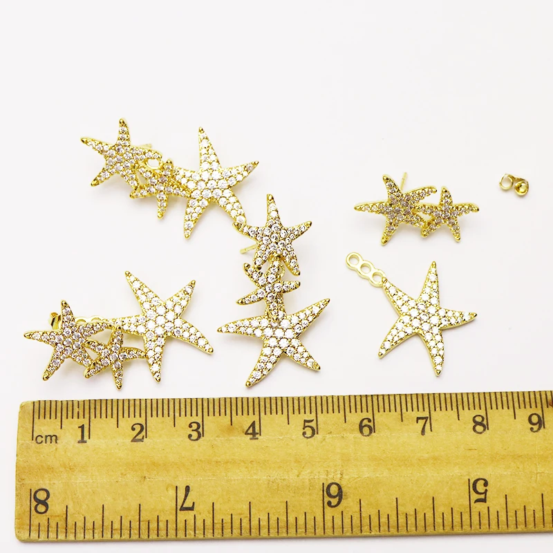 4 Pares de Metal Estrellas Cuelgan aretes de Allanar zirconia estrella de los pendientes de las mujeres de la joyería pendientes de la Gota de Regalo para las mujeres de la joyería Fashion41294 2