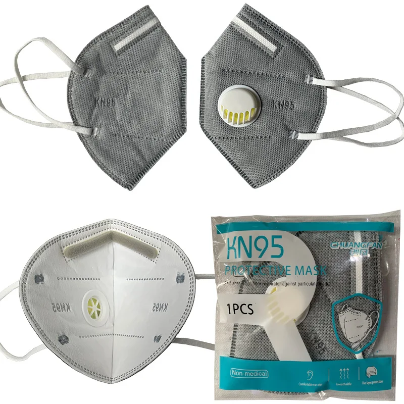 30pcs gris ffp2 KN95 la Máscara de la Cara PM2.5 Protección Del 95% 6-Lay Protección de Filtrado de Máscara Reutilizable kn95 Polvo Máscaras n95 con Válvula Respira 2