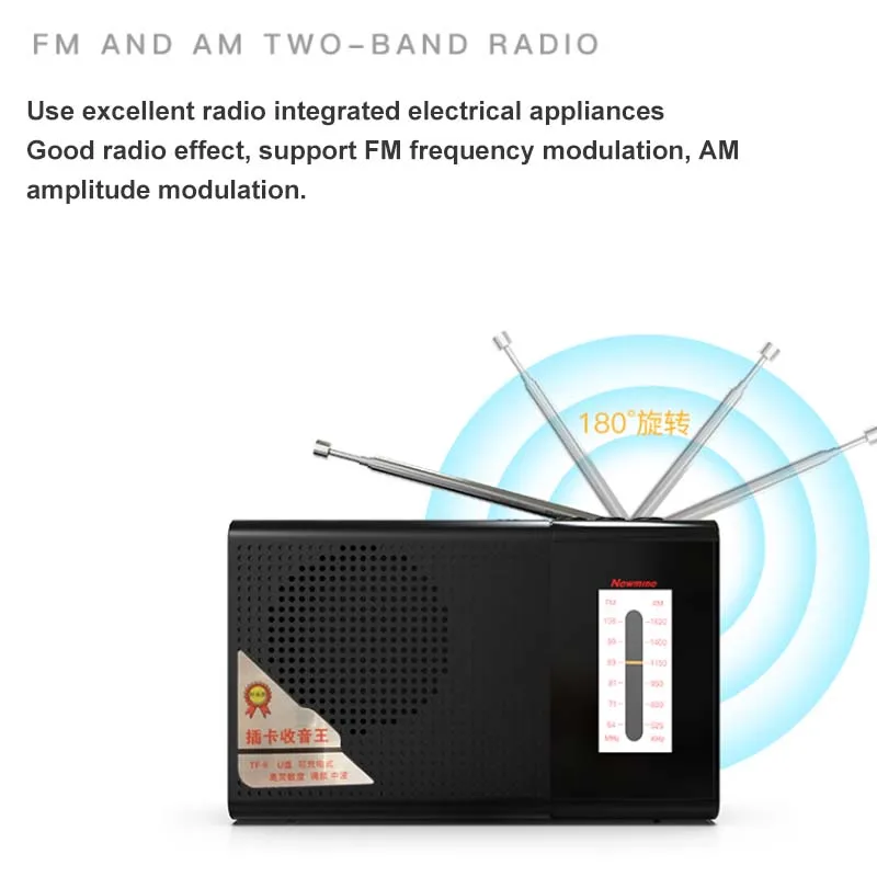 Mini FM Radio AM Receptor Portátil de Música Pagador con Auriculares de 3,5 mm Jack de la Tarjeta TF de Apoyo U Disco de Juego 2