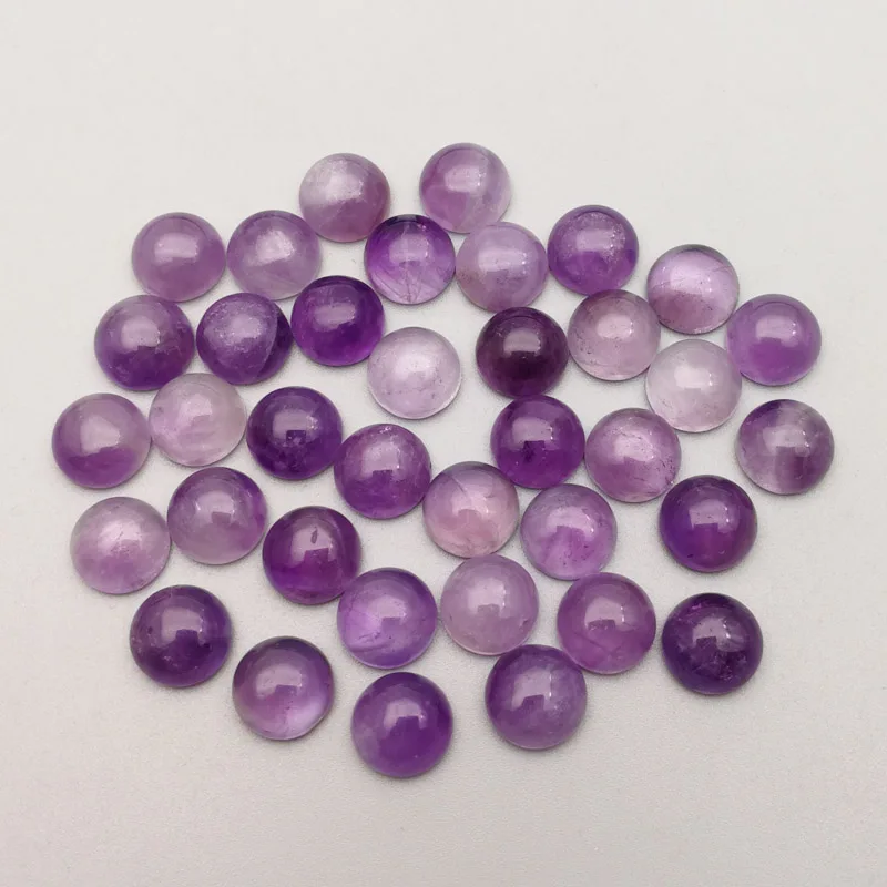 La moda natural amatistas piedra de cristal perlas de encanto 4 6 8 10 12 mm ronda de la cabina cabujón hay un hueco para la joyería de envío gratis Mayorista 2