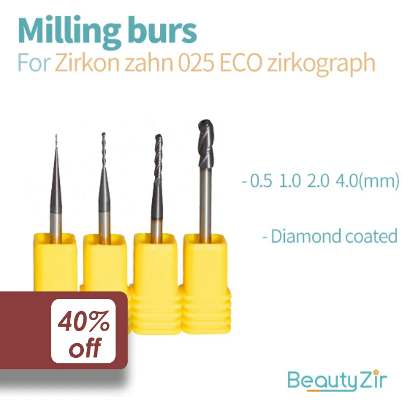 4 piezas de zirkonzahn 025 ECO de fresado fresas dentales CAD-CAM de la máquina de fresado 2
