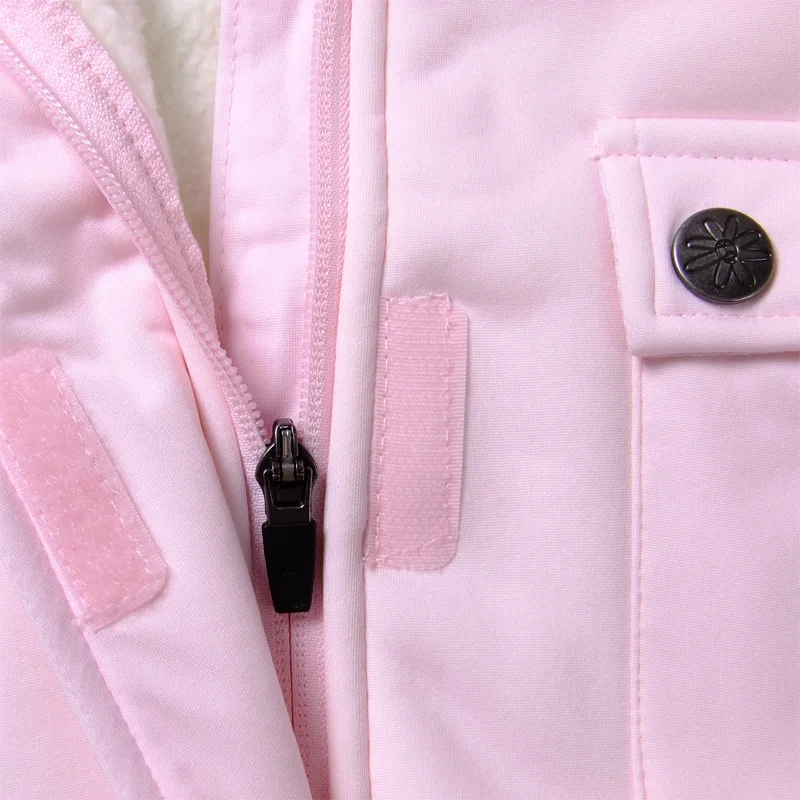 Niños/niños/niñas de color rosa a prueba de viento chaqueta softshell con lana gruesa, chaquetas softshell, niñas outwear tamaño de 5T y 13T 2