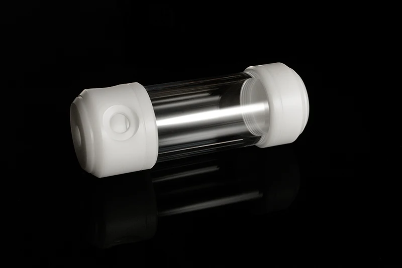 BYKSKI Negro POM Longitud de 150 mm X 50 mm de Diámetro Cilíndrico Refrigerado por Agua del Tanque de G1/4 Acrílico de Refrigerante de Agua de Refrigeración Depósito de 2
