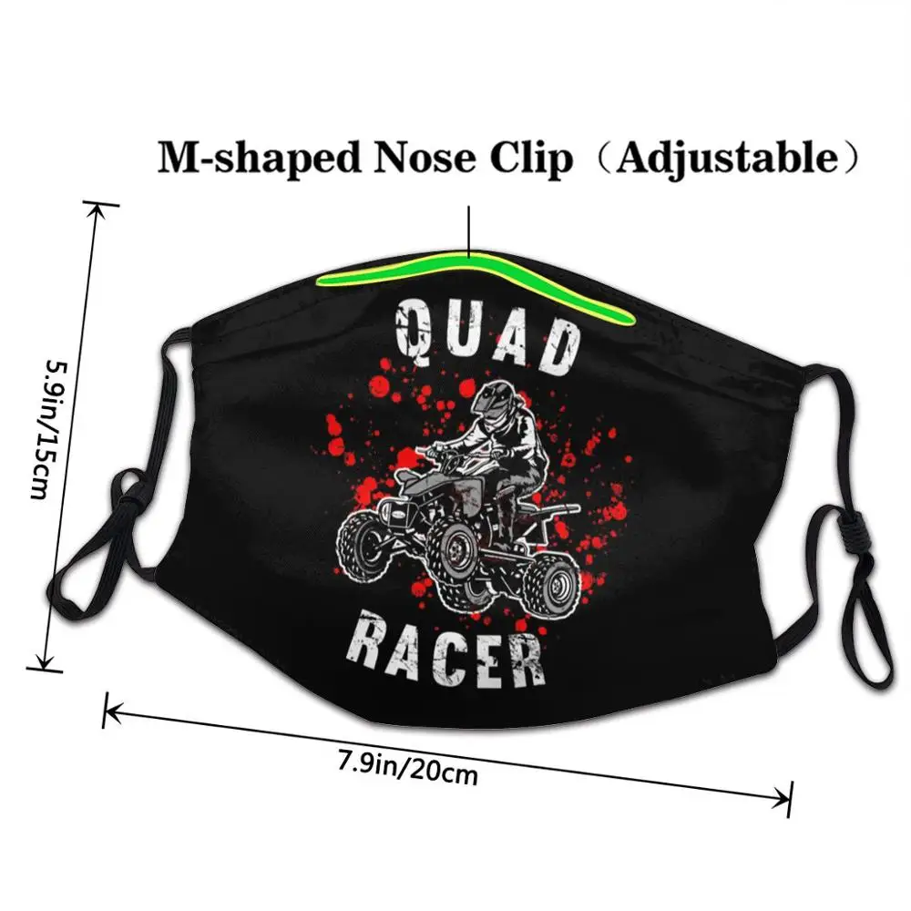 Quad Racer ATV Offroad Blanco DIY mascarilla reutilizable lavable reutilizable de la máscara de cara a los niños nuevos en la boca de la máscara con diseño divertido 2