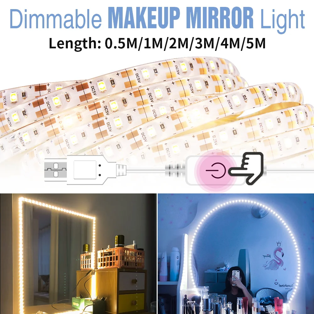CanLing 5V Led de Maquillaje Muebles de Espejo de la Luz de la Vanidad de la Decoración de tocador Espejo del Baño de la Pared de la Lámpara LED de Dimmable de la Belleza de las Luces 2
