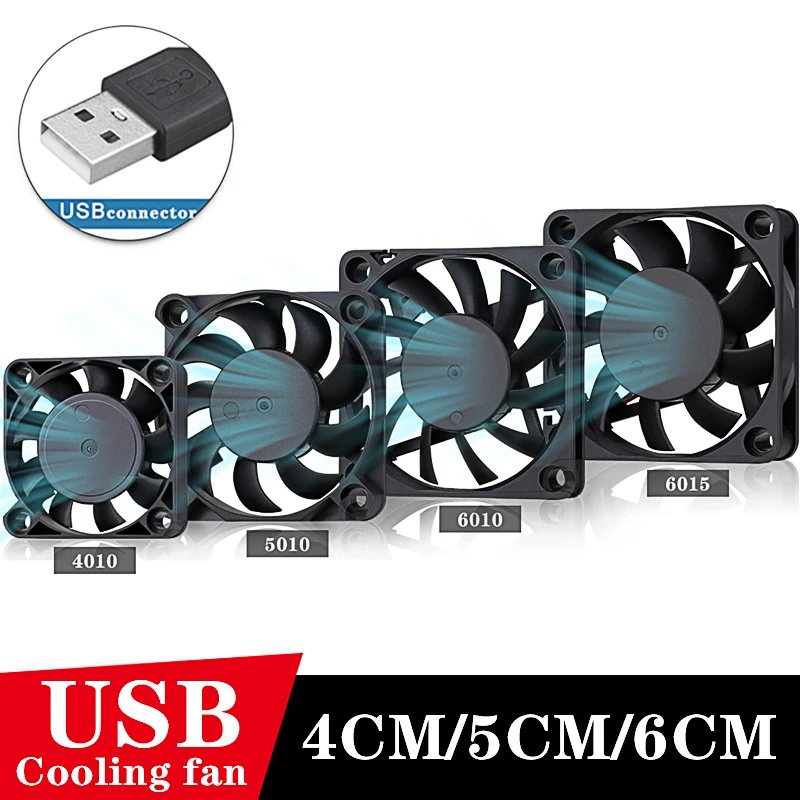 2Pcs Gdstime 4cm 5cm 6cm 5V Conector USB de la PC del banco de la alimentación Cooler del Disipador de calor de Escape de la CPU Ventilador de Refrigeración de 40 mm/50 mm/ 60mmx10mm 60mmx15mm 2