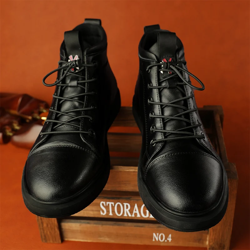 Los hombres shoeswinter zapatos de moda de los deportes de shoesleather de los hombres casual shoesmen del mid-top shoesplus velvetwarm de algodón zapatos 2